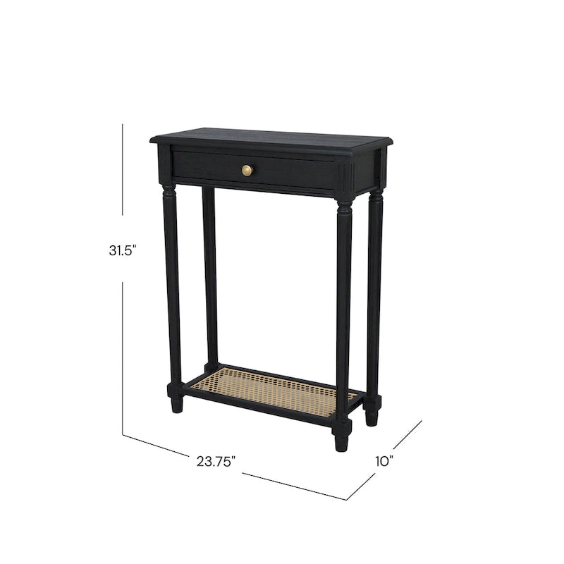 Lenora 1-drawer Solid Wood Console Accent Table with Cane Shelf by East at Main