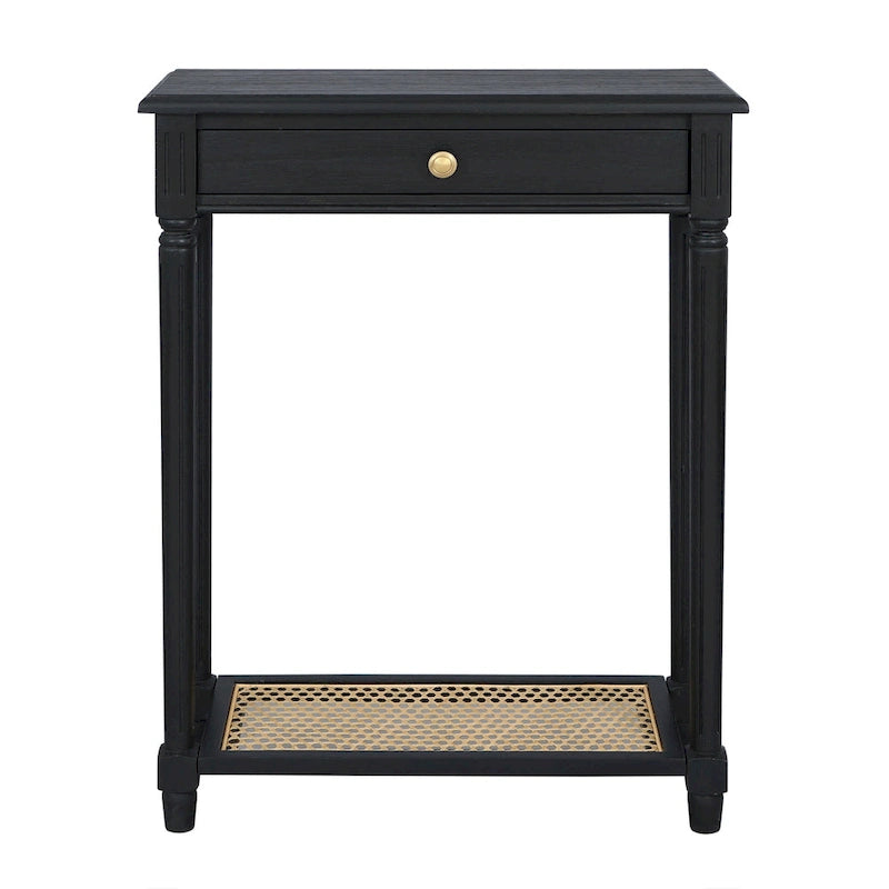 Lenora 1-drawer Solid Wood Console Accent Table with Cane Shelf by East at Main