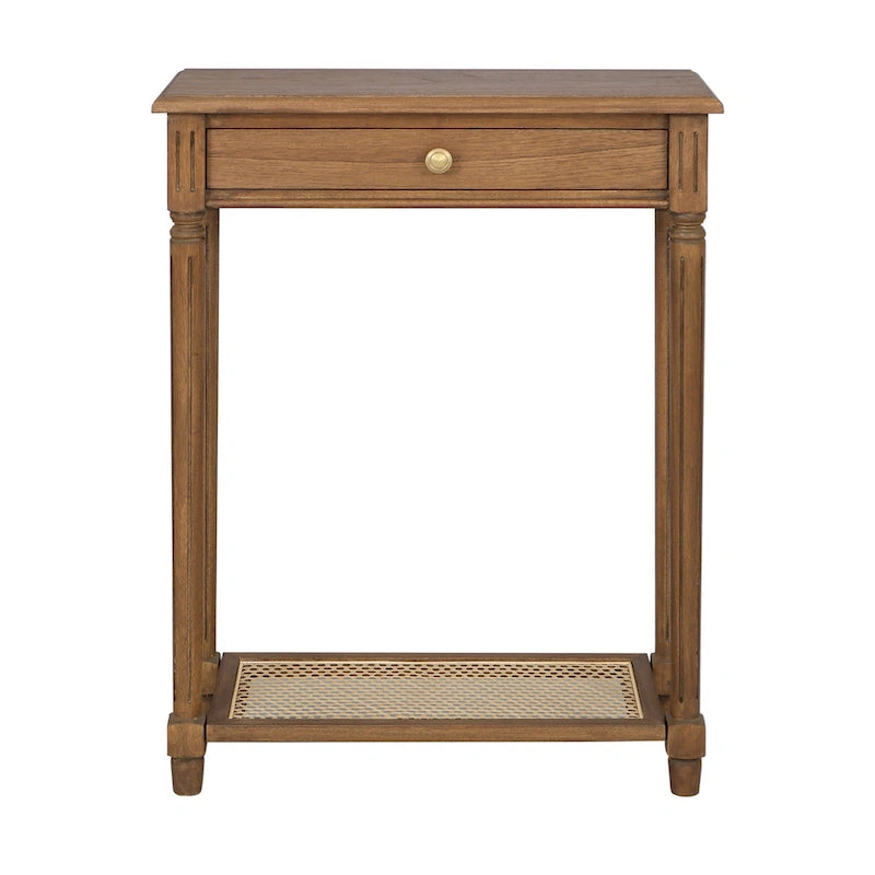 Lenora 1-drawer Solid Wood Console Accent Table with Cane Shelf by East at Main