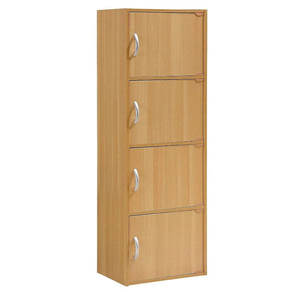Hodedah 4 Door Enclosed Multipurpose Storage Cabinet for Home or Office, Beech - 35
