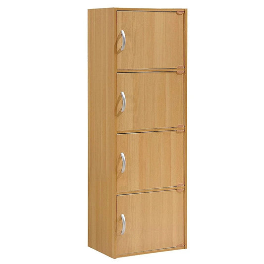 Hodedah 4 Door Enclosed Multipurpose Storage Cabinet for Home or Office, Beech - 35