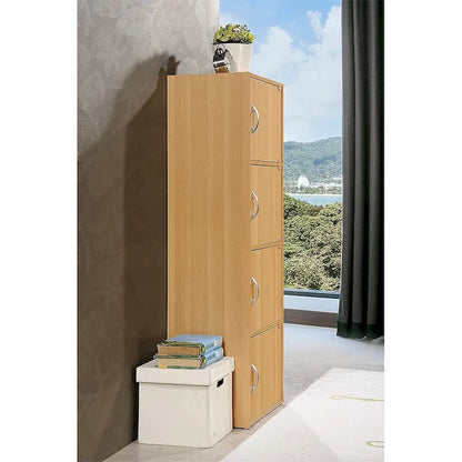 Hodedah 4 Door Enclosed Multipurpose Storage Cabinet for Home or Office, Beech - 35