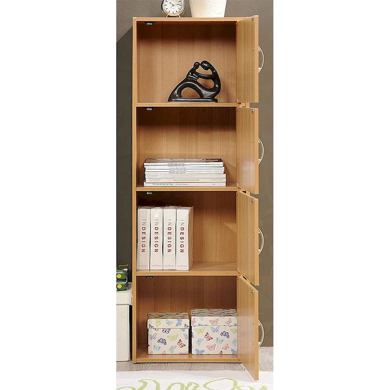 Hodedah 4 Door Enclosed Multipurpose Storage Cabinet for Home or Office, Beech - 35