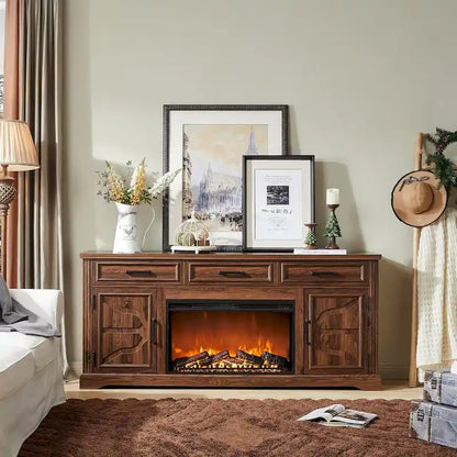 Farmhouse Fireplace TV Stand for Up to 80 TV, Entertainment Center
