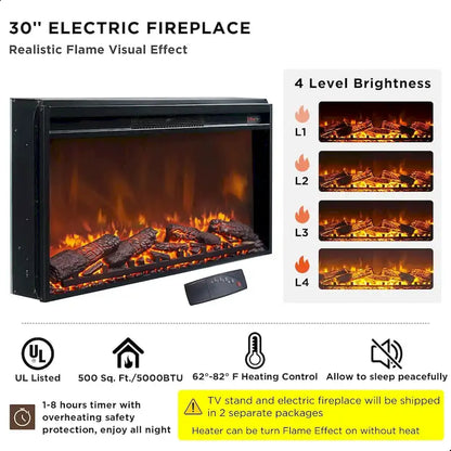Farmhouse Fireplace TV Stand for Up to 80 TV, Entertainment Center