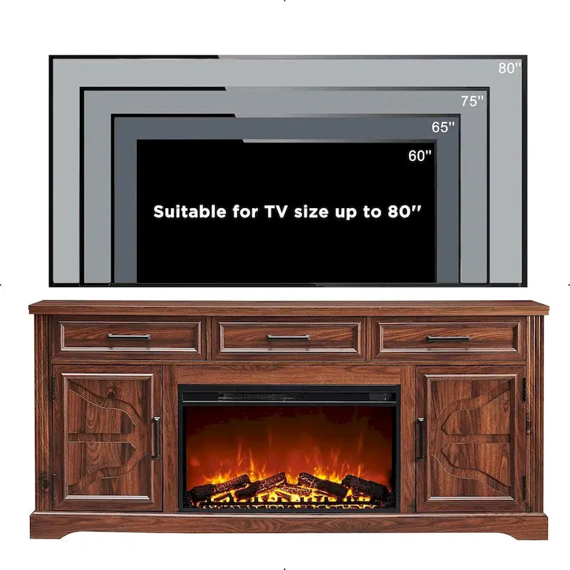 Farmhouse Fireplace TV Stand for Up to 80 TV, Entertainment Center