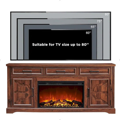 Farmhouse Fireplace TV Stand for Up to 80 TV, Entertainment Center