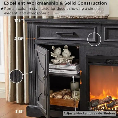 Farmhouse Fireplace TV Stand for Up to 80 TV, Entertainment Center