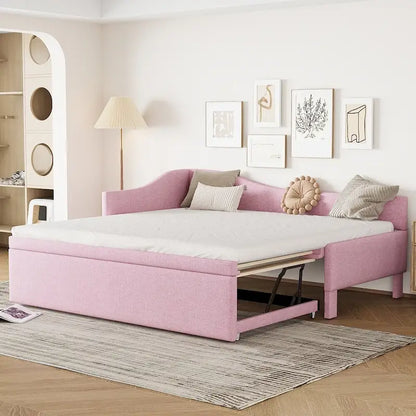 L-Shaped Upholstered Daybed with Pop Up Trundle