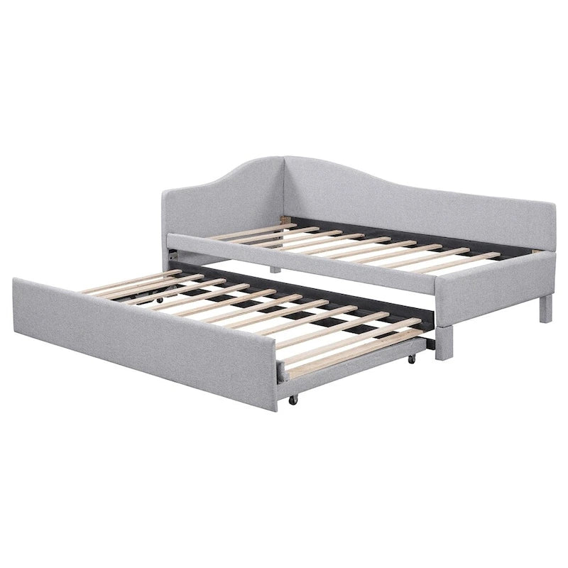 L-Shaped Upholstered Daybed with Pop Up Trundle