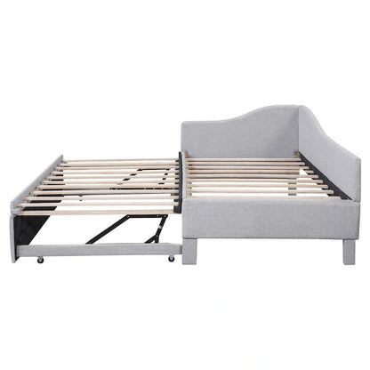 L-Shaped Upholstered Daybed with Pop Up Trundle