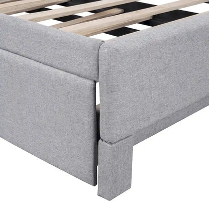 L-Shaped Upholstered Daybed with Pop Up Trundle