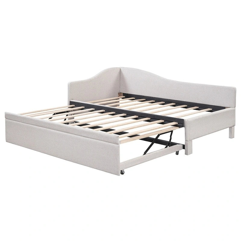 L-Shaped Upholstered Daybed with Pop Up Trundle