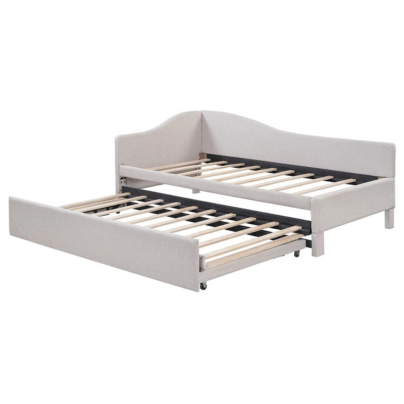 L-Shaped Upholstered Daybed with Pop Up Trundle