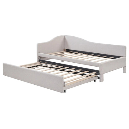 L-Shaped Upholstered Daybed with Pop Up Trundle