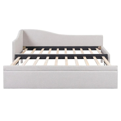 L-Shaped Upholstered Daybed with Pop Up Trundle
