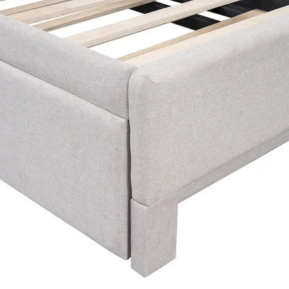 L-Shaped Upholstered Daybed with Pop Up Trundle
