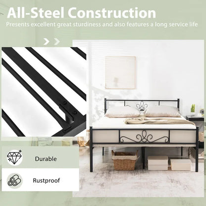 Costway Twin/Queen/Full Metal Platform Bed Frame with Headboard and