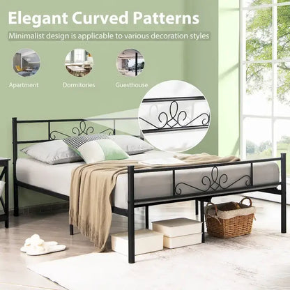 Costway Twin/Queen/Full Metal Platform Bed Frame with Headboard and