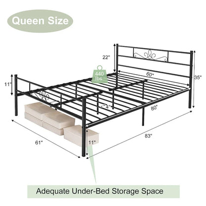 Costway Twin/Queen/Full Metal Platform Bed Frame with Headboard and
