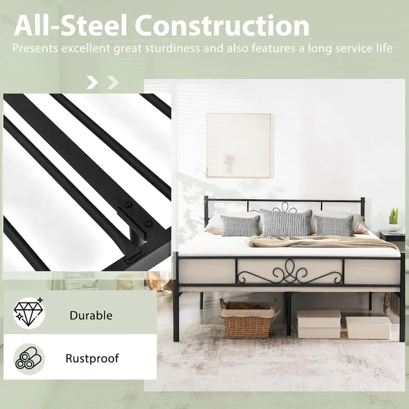Costway Twin/Queen/Full Metal Platform Bed Frame with Headboard and