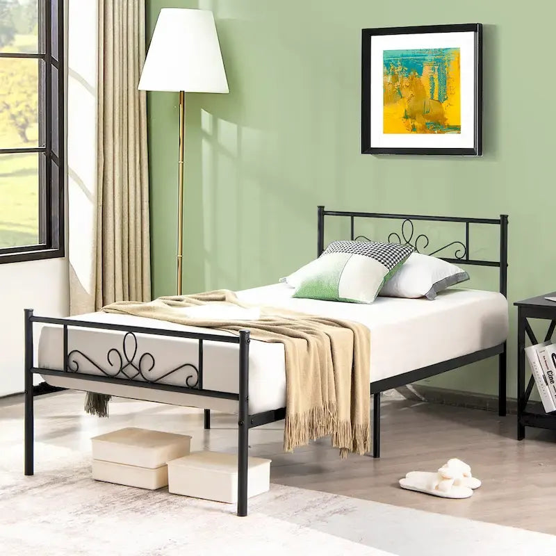 Costway Twin/Queen/Full Metal Platform Bed Frame with Headboard and