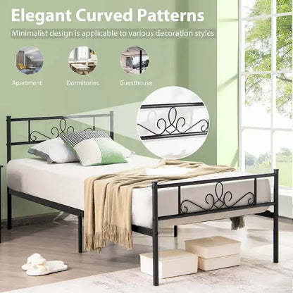 Costway Twin/Queen/Full Metal Platform Bed Frame with Headboard and