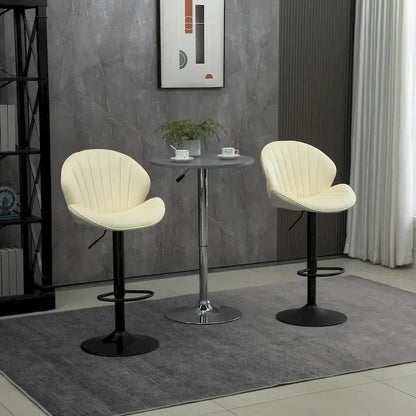 Set of 2 Adjustable Bar Stools with Back Support, Footrest, and 360 Swivel Seat for Home or Bar Counter