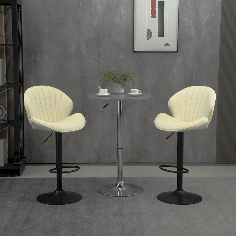 Set of 2 Adjustable Bar Stools with Back Support, Footrest, and 360 Swivel Seat for Home or Bar Counter