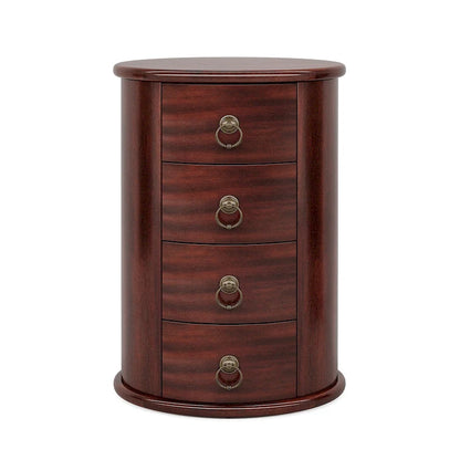 No Assembly Round Solid Wood End Table, Small Side Table with Drawers