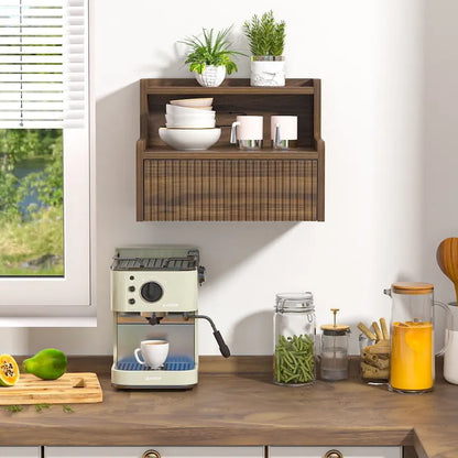 Anmytek Set of 2 Modern Floating Bedroom Nightstand with Storage Drawer and Open Shelf