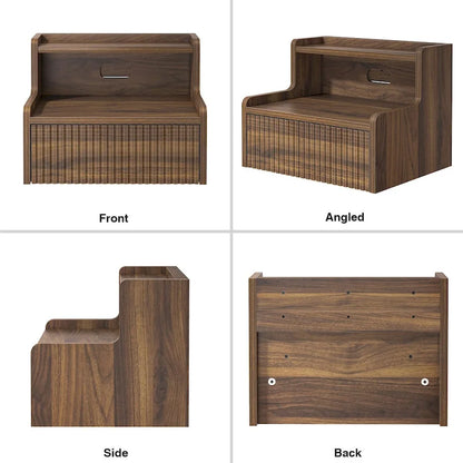 Anmytek Set of 2 Modern Floating Bedroom Nightstand with Storage Drawer and Open Shelf