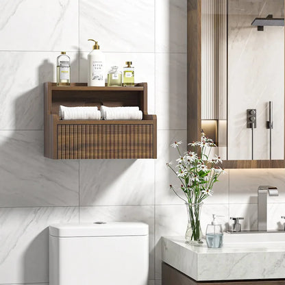 Anmytek Set of 2 Modern Floating Bedroom Nightstand with Storage Drawer and Open Shelf