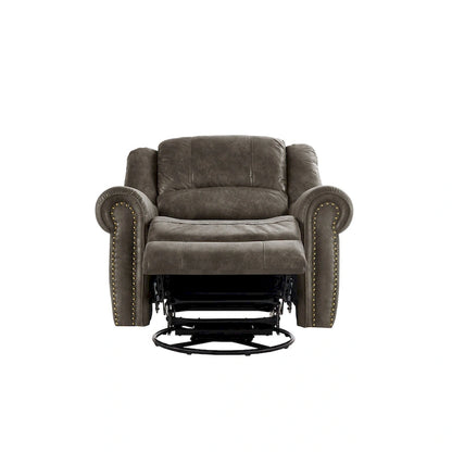Monroe Polished Microfiber Nailhead Swivel Glider Recliner by iNSPIRE Q Classic