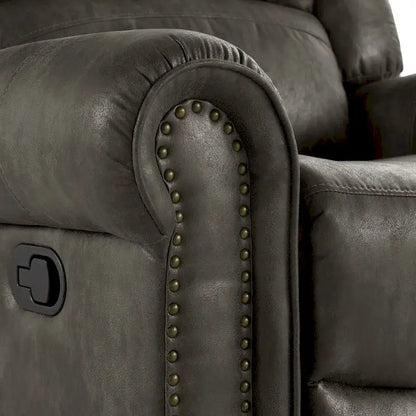 Monroe Polished Microfiber Nailhead Swivel Glider Recliner by iNSPIRE Q Classic