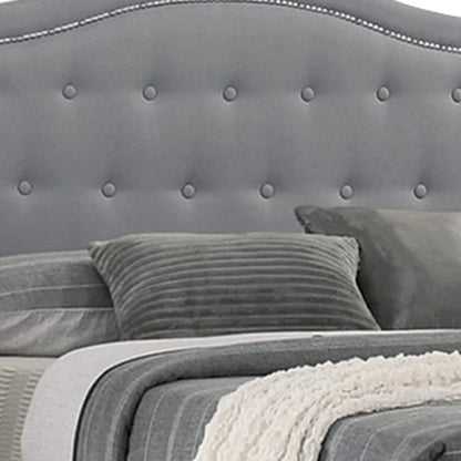 Sey California King Bed w Storage Drawer, Light Gray Burlap Upholstery