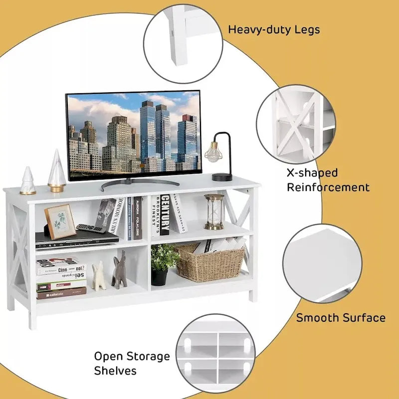 TV Stand Entertainment Center TV's 55 W/ Storage Shelves White - 47 inches in width