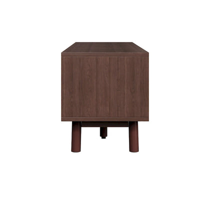 Dark Brown Solid Wood TV Stand for 75 TVsTV Console with Soft-Closing Door and Drop-Down Door Cabinet