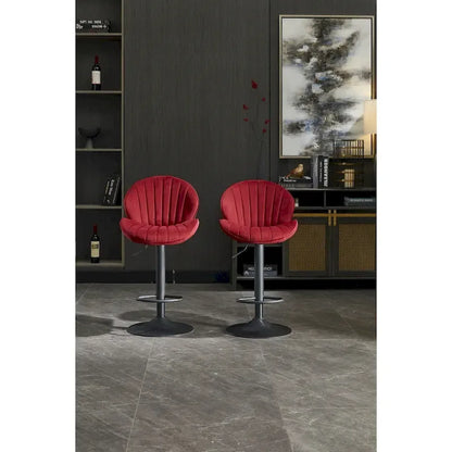 Adjustable Swivel Bar Stools Set of 2, Counter Height Bar Chairs with Back, Velvet Armless Dining Chair with Footrest