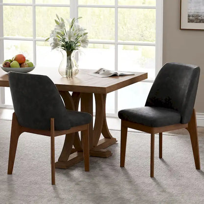 set of 2 upholstered side chairs with wooden legs, suitable for kitchen, dining room and office