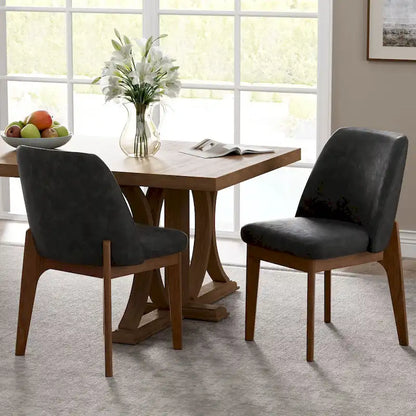 set of 2 upholstered side chairs with wooden legs, suitable for kitchen, dining room and office