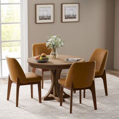 set of 2 upholstered side chairs with wooden legs, suitable for kitchen, dining room and office