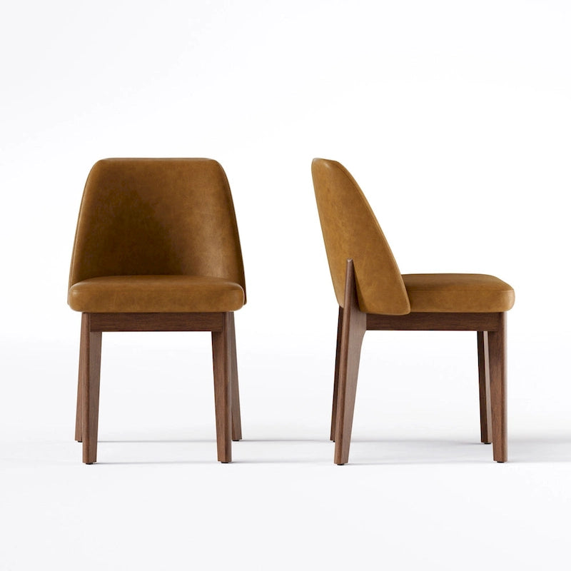 set of 2 upholstered side chairs with wooden legs, suitable for kitchen, dining room and office