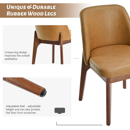 set of 2 upholstered side chairs with wooden legs, suitable for kitchen, dining room and office