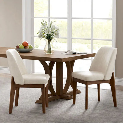 set of 2 upholstered side chairs with wooden legs, suitable for kitchen, dining room and office