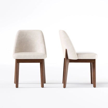 set of 2 upholstered side chairs with wooden legs, suitable for kitchen, dining room and office