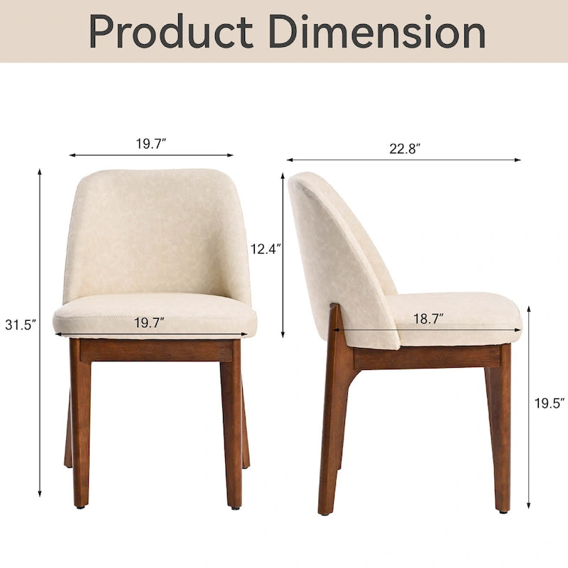 set of 2 upholstered side chairs with wooden legs, suitable for kitchen, dining room and office