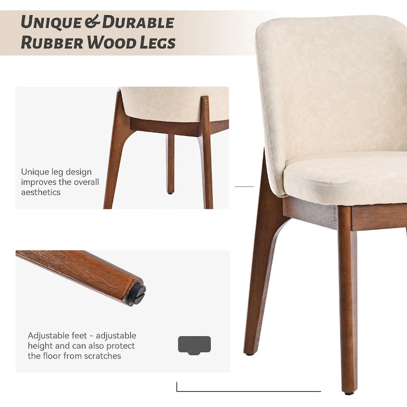 set of 2 upholstered side chairs with wooden legs, suitable for kitchen, dining room and office