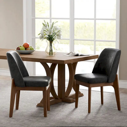 set of 2 upholstered side chairs with wooden legs, suitable for kitchen, dining room and office