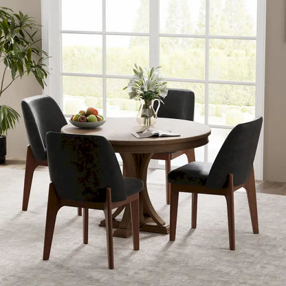 set of 2 upholstered side chairs with wooden legs, suitable for kitchen, dining room and office